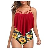 OIUHJN Bademode Badeanzüge Sunflower-Bicini Frauen Set sexy Bademode geriffelte brasilianische Badeanzüge Set Kompressionsshirt Herren Ärmellos