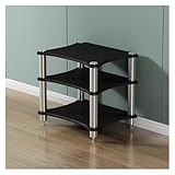 Generisch Robustes 3-stufiges Audio-Rack – Kompakter Stereo-Ständer mit verstellbaren Ablagen für HiFi-System, Fernseher und Elektronik – Stilvolles, modernes schwarzes Design für das Wohnzimmer