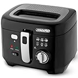 Mesko MS4908 Friteuse mit öl 2,5 Liter Fett, Elektrische, Klein, Regelbares Thermostat, Abnehmbar Antihaft-Ölbehälter, Geruchsfilter 1800W, Schwarz