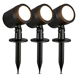 BRILONER - 3er Set LED Strahler Außen mit Stecker, Spritzwasserschutz, warmweiße Lichtfarbe, Außenlampe, Gartenbeleuchtung, Gartenlampen für draußen, Pflanzenlampe, 18x5 cm, Schwarz