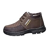 Schneestiefel für Herren, warm, gefüttert, Hausschuhe, Herrenstiefel, strapazierfähig, rutschfest, Keilabsatz, bequem, kurze Wanderstiefel, Herren, Outdoorleder, braun, 43 EU