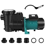 Filterpumpe 220V/50Hz, ASUNCELL Poolpumpe 1.5HP 300L/min Fördermenge, Umwälzpumpe mit Vorfilter, Schwimmbadpumpe