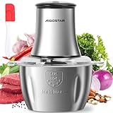 Aigostar Flor - Zerkleinerer küche elektrisch, 500W, Zerkleinerer mit 1.8L Edelstahl-Schüssel, 2 Geschwindigkeiten, 4 Edelstahlklingen, Multizerkleinerer für Fleisch, Gemüse, Zwiebeln, Obst, Knoblauch