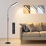 Ehaho Stehlampe Wohnzimmer, Stehlampe LED Dimmbar Schwarz | Leselampe Stehlampe | Stehleuchte mit Fernbedienung | Warmweiss Neutralweiss Kaltweiss | Modern Standleuchten für Schlafzimmer Büro