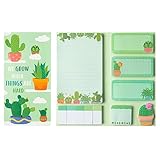 Cactus 550 Blätter Haftnotizen Set Kaktus geformte Papierclips Neuheit Selbstklebende Haftnotizen Schreiben Memo Pads für Kinder Home Office Schulbedarf Seite Marker Geschenk für Lehrer Schüler