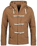 Young & Rich Herren Winterjacke Dufflecoat Kurzmantel Parka Jacke warm gefüttert mit Kapuze Slimfit JK-414, Grösse:M, Farbe:Braun