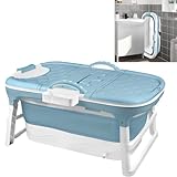 YUENFONG Badewanne Erwachsene Faltbare Bathtub Sitzbadewanne, Klappbare Duschewanne mit abnehmbar Abdeckung, PP Material und Kunststoff, Größe: 118 x 62 x 52 cm