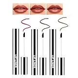 3 Farben Lip Stain Peel Off Lipliner, Langlebiger Lip Tint Tattoo Lip Stain, Wasserfest und Transferfrei, Hochpigmentierte Lipstain für Alltag, Party, Hochzeit (Hellbraun/Dunkelbraun/Burgunderrot)