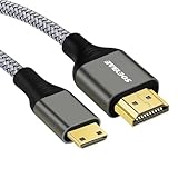 SOEYBAE Mini HDMI auf HDMI Kabel 3M, Nylon Geflechten HDMI auf Mini HDMI Kabel,Unterstützt 4K@60Hz, 3D und ARC, für DSLR Camera,Camcorder,Graphics Video Card,Laptop