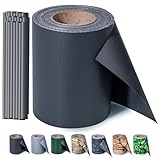 Zichaojia Sichtschutzstreifen Zaun 35 m x 19 cm inkl.20 Clips, PVC Sichtschutz Zaunfolie Sichtschutzstreifen Doppelstabmatten für Gartenzaun (35 m x 19 cm, Anthrazit)