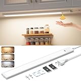 Lureshine Unterbauleuchte Küche LED Dimmbar, 41CM Unterschrank Beleuchtung Küche mit Berührungsloser Sensor,3 Farbtemperatur Küchenlicht, Ultra Dünn Hell Lichtleiste für Schrank,Regale,Werkbank, 700LM