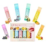 Fruchtiges Lippenbalsam Set mit 6 Stück - Hydrating Lip Balm Set - Lippenpflege für Sehr Trockene Lippen - Geschenke für Mädchen - Lip Sleeping Mask, Lip Care, Feuchtigkeitsspendend Pflegender