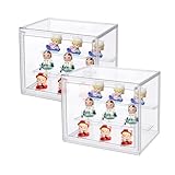Siyecioa Acryl Vitrine, Schaukasten Klein mit Tür, Setzkasten mit Scheibe, Acrylbox Transparent für Action Figuren Spielzeug, Blind Box, Modellautos, Sammelfiguren, 2 Schicht 27×17×21.5 (2Pcs)