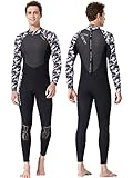 Owntop Neoprenanzug für Damen Herren - 3mm Neopren Tauchanzüge Wetsuit Langarm, Thermisch Verdickte Badebekleidung mit Reißverschluss Hinten UV 50+, Herren XXL