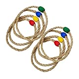 GOOHOCHY 8 Stück Teiliges Ringwurfspiel aus Natürlichem Hanfseil Robustes Outdoor Fördert Hand-Auge-koordination und Motorische Fähigkeiten für Garten Party Kindergarten und