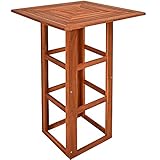 Deuba Stehtisch Akazienholz Massiv 75 x 75 x 110cm Eckig Bistrotisch Gartentisch Bartisch Balkontisch Holztisch Garten