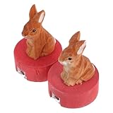 LOORGVEL 2 Stück Pack Manueller Bleistiftspitzer aus Holz Kleiner Hasen Anspitzer für Schüler Kawaii Tierform Kompakt für Schule und Zeichnen
