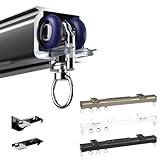 Hoiweqr Schwerlast Gardinenstange Aus Aluminium, Raumteiler Gardinenschiene Deckenmontage Gardinen Schienensystem Für Balkon, Privatsphäre, Hohe Tragfähigkeit, Mit Zubehör, Mit Stummschaltleiste