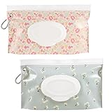 SANNIX Feuchttücher Tasche für Babys, Wiederverwendbar und Tragbar - 2 Boxen für Unterwegs (Blumen)