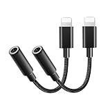 Apple MFi Certified 2 Pack Lightning auf 3,5 mm kopfhörer Adapter kompatibel mit iPhone 14/13/12/11/X/XS/8/7, iPhone Aux Adapter Konverter Dongle (Schwarz)