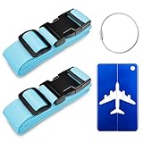 Avesteir 2-Stück Koffergurt Kofferband Gurt Gepäckgurt Luggage Strap für Koffer Blau