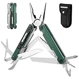 WORKPRO Multifunktionszange, 18 in 1 Multitool Werkzeug Faltbares Edelstahl Multifunktionswerkzeug mit Messer, Flaschenöffner, Schere, Gürtelclip für Camping Reparieren, Geschenk mit Tragtasche, Grün