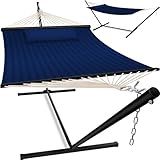 KESSER® Hängematte Hill mit Gestell Kissen Doppelhängematte für 2 Personen-Stabiler Rahmen 200kg Belastbarkeit Indoor & Outdoor XXL Hängesessel Doppel Mehrpersonen Garten Pool Balkon Terrasse Navy