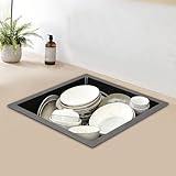 Apriltop 45x45x22cm Küchenspüle Edelstahl 304, Einzelbecken Spülbecken Quadratisch, Hohe Überlauföffnungen, Geräuscharm, für Küche, Restaurant, Dessertgeschäft, Cafés, Bars (Schwarz)