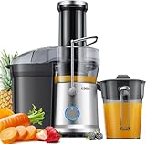 GDOR Entsafter 1300W Entsafter Gemüse und Obst mit Größerem 81mm Einfüllschacht 1250ml Großer Saftkrug Hohe Saftausbeute Juicer Machine 3 Geschwindigkeiten Juicer leicht zu Reinigen Bürste Tropfschutz