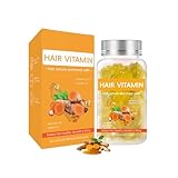 Curcumic Hair Vitamin Serum, 40 Kapseln Haarkur Öl für trockenes, geschädigtes Haar, Leave-in Anti Frizz Conditioner mit Kurkuma, Argan- und Avocadoöl, reduziert Frizz, verleiht Glanz und Glätte