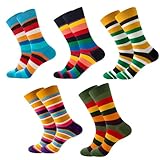 Fasonak Bunte Ringelsocken Damen & Herren 37-44 – Baumwolle, Atmungsaktiv, Bequemer Komfortbund, 5 Paar, Gestreift, Mehrfarbig