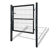 LZQ Gartentor Gartentür Anthrazit Robust Langlebig Zauntür Tor Abschließbares, Gartenpforte Korrosionsschutz und Langlebigkeit inkl. Türpfosten Kunststoffgriffe und Einsteckschloss (100×100cm)