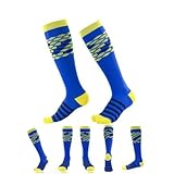 ZLYJ 2 Paare Kompressionsstrümpfe für Damen und Herren Lange Sportstrümpfe Baumwolle Kniehoch Läufen Sport Socken,Bunt Stützkniestrümpfe,Kompressionssocken,Thrombosestrümpfe