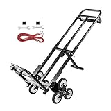 Sackkarre Treppensackkarre Klappbar bis 210 kg Belastbar, Stahl Treppenkarre 3-Räder Gummi als Treppensackkarre, Schubwagen oder Holztransportkarre
