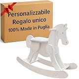 MINDWOOD Schaukelpferd aus Holz für Kinder, Schaukeltier aus Holz für Kinder von 1 bis 3 Jahren, Babypferd, Schaukeltier für Aktivitäten im Innen- und Außenbereich (weiß)
