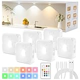 GBEAST 6 Stück Schrankbeleuchtung mit Fernbedienung, Vitrinenbeleuchtung Led, Schrankbeleuchtung Unterbauleuchte, 12 Modi, 1000mAh Akku, USB Aufladbar, Magnet Unterbauleuchte Küche Schrankbeleuchtung