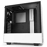 NZXT H510 - CA-H510B-B1 - ATX Mid-Tower PC Gaming Gehäuse - Airflow Optimiert - Seitenteil aus gehärtetem Glas - Front I/O USB-C - Wasserkühlung ready - Weiß