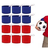 Lguaquanx 12 Stück Team Armbänder, Verstellbare Spielführerbinde, Bunte Armbinde für Mannschaften Schule Vereine Blau und Rot Kapitänsbinde für Fußball, Rugby, Tennis, Basketball