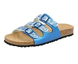 Lico Damen Bioline Flower Pantoletten, Blau Weiß, 39 EU