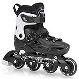 PIPIZHU Inline Skates - Inliner für Kinder/Jugendliche & Erwachsene | Roller Skates bis zu 4 Größen verstellbar | Ideal für Freizeit, Sport & Spiel, Schwar (L)