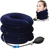 Cervical Neck Traction Device, Verstellbares Nackenmassagegerät, Marineblau Hals Zugvorrichtung, Nackenstütze, Nackenkissen für die Entlastung der Halswirbelsäule Druck, Kopf-und Nackenstrecker