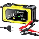 Batterieladegerät - 12V 7A Autobatterieladegerät | Farb LCD Display Luftkompressor Ladegerät für Auto Motorrad Boot Garage Outdoor