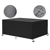 Jianghu Art Abdeckung für Gartenmöbel, 260 x 200 x 75 cm, Gartensofa, Outdoor-Tischabdeckung, wasserdicht, Terrassentischabdeckungen, 600D, strapazierfähig, Rattan, winddicht, UV-beständig