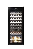 Haier Weinkühlschrank WS50GA / 50 Flaschen/Höhe 127 cm/UV-Schutz/LED-Display zur Temperaturregulierung/Innenbeleuchtung/Energieeffizienzklasse G, Schwarz