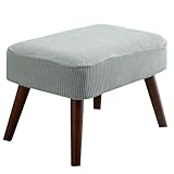 ZZDZW Schonbezug Hocker Rechteckig,Bezug Für Fußhocker, Stretch Bezug Für Hocker Hockerbezug Beinstütze Abdeckung Hussen Sitzhocker Eingangbank Überzug Bank Sitzbank Bezug (Color : Light Grey)