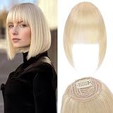 Benehair Clip in Pony Echthaar, French Air Pony Echthaar, 14g Clip in Bangs Echt Haar Front Fringe, Natürliche Bangs with Tempel Gesichtsform Ändern Hohen Haaransatz, Haaransatz #613R