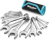 DURATECH Ringmaulschlüssel-Satz, Extra Kurz, Gabelschlüssel Maul-Ringschlüssel Schraubenschlüssel Set, 12-teilig, SW8-19mm, Chrom-Vanadium-Stahl, inkl. Aufbewahrungstasche
