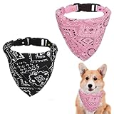 WeddHuis 2 Stück Hunde Bandana Kopftücher, Hundehalstuch mit Halsband, Dreieckstuch Halsdreiecke Hundehalstcher, Einstellbare Hund Halstuch für Welpen Kleine Große Hunde und Katzen (M)
