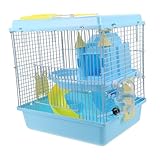 HANABASS Schlosskäfig Maus Hamster Rutsche Käfig Meerschweinchen Käfig Hamster Häuser Verstecke Hamsterkäfig Mit Laufrad Meerschweinchenkäfig Mit Rad Kunststoff Himmelblau