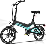 HITWAY Elektrofahrräder E Bike Elektrofahrrad Klapprad Klappräder Faltrad 250W elektrisches Fahrrad Fahrräder Cityräder mit 7,5 Ah Batterie, 16 Zoll, Einheitsgröße, SCHWARZ01